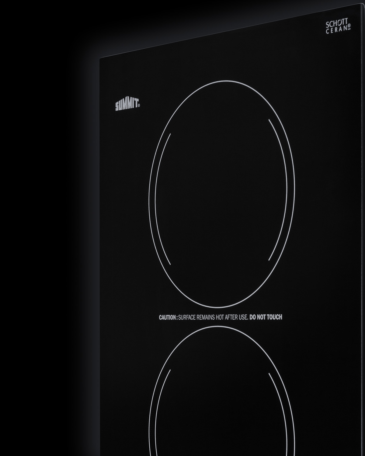 208-240V 2-burner cooktop in black ceramic glass, made in Europe